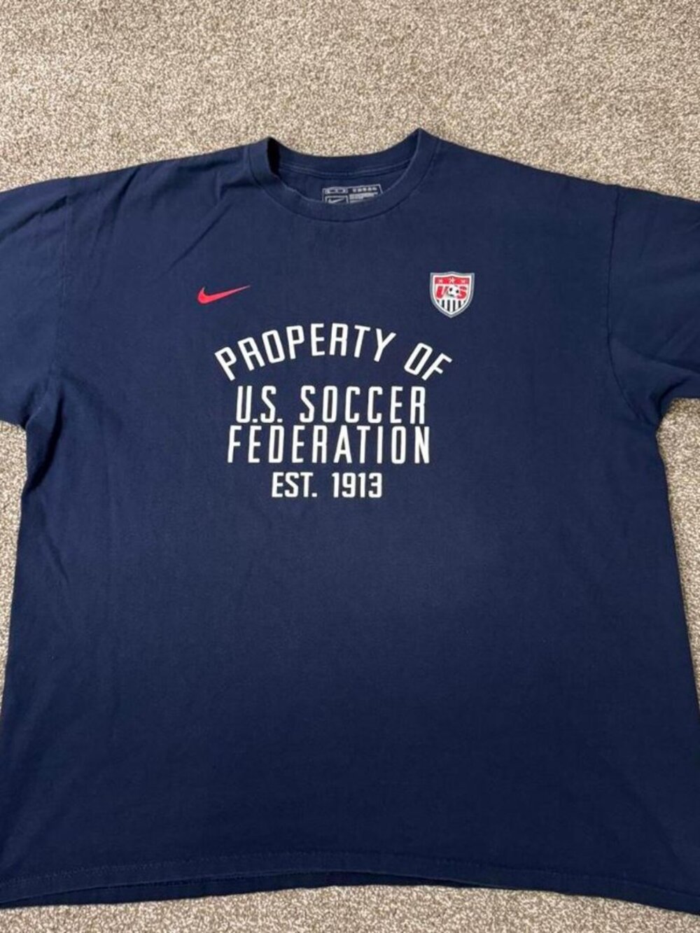 Nike US Soccer Federation Navy Blue Graphic T-Shirt Men's XL
